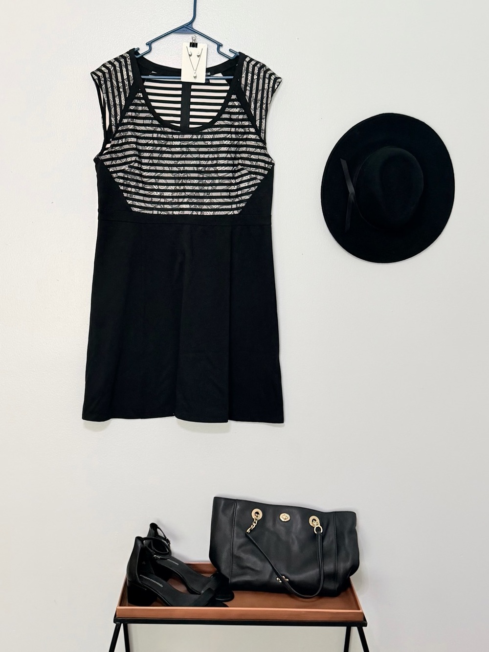 Apt. 9 Black Striped Mesh Yoke Sleeveless Tunic